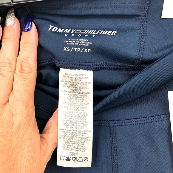 TOMMY HILFIGER SPORT Full Length Athletic Leggings XS Navy Blue High Rise NWT - Picture 7 of 9